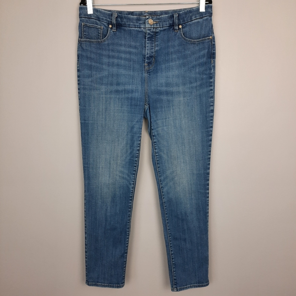 Chico's So Slimming High Rise Girlfriend Slim Leg Ankle Jeans size 10